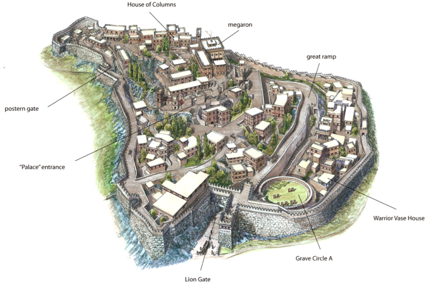 Reconstruction of the ancient Greek city of Mycenae