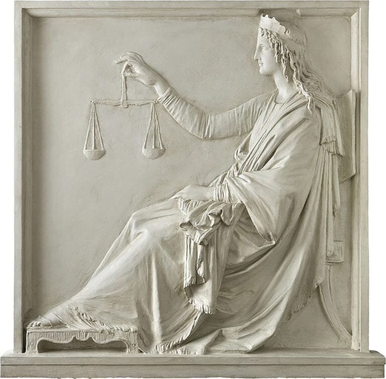 Themis with scales, bas-relief plaster cast depicting the Goddess of Justice