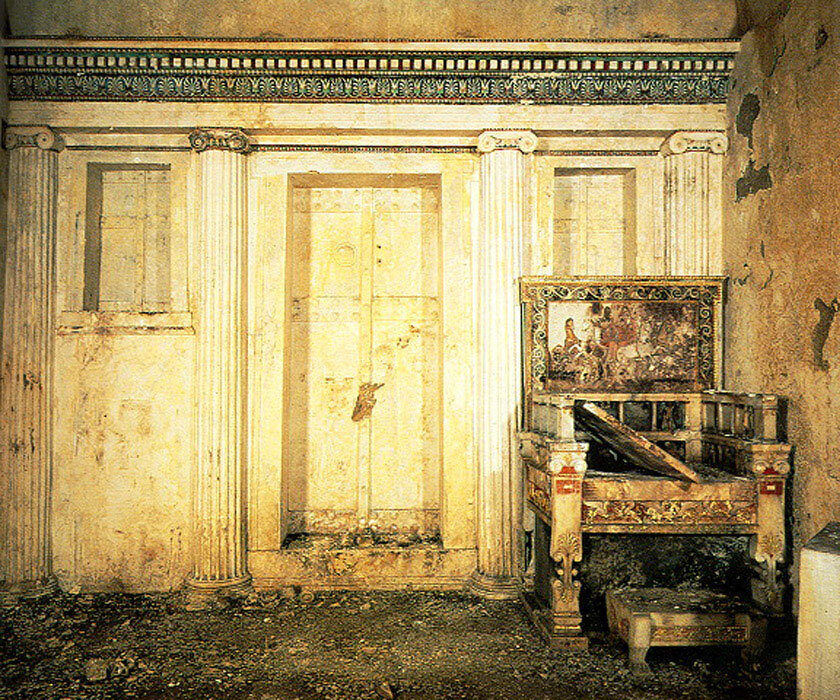 The "tomb of Persephone" with the unique marble throne. The tomb is attributed to the mother of Philip Eurydice, which is why it is also called the "tomb of Eurydice".