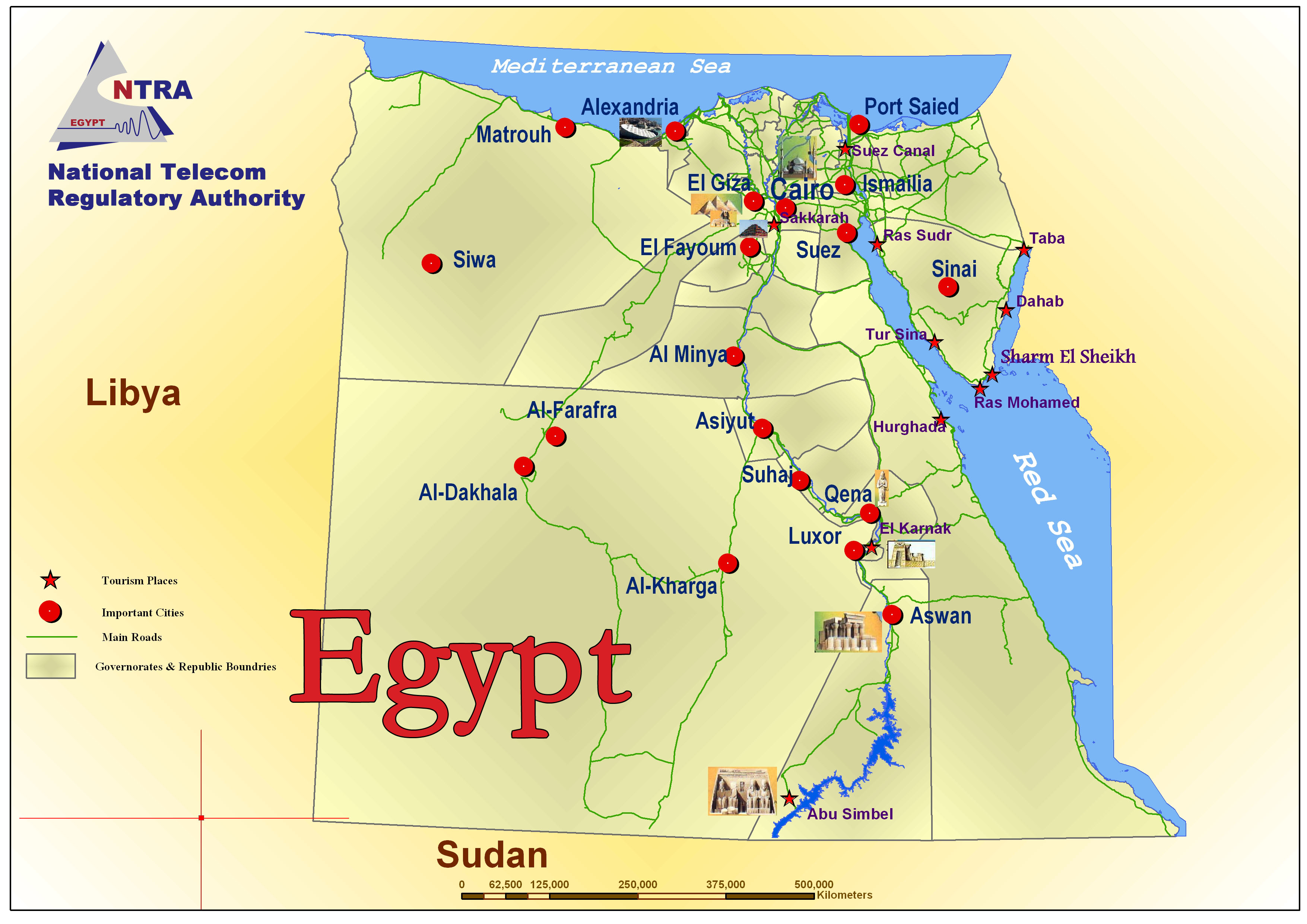 Bản đồ du lịch Ai Cập khổ lớn phóng to