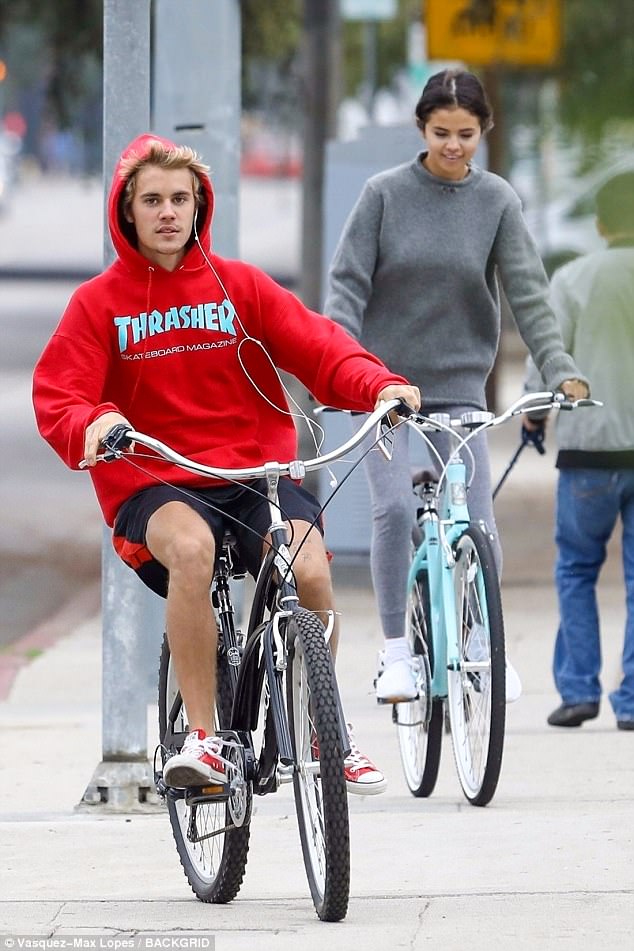 A fun date: This comes just as she has spent a number of days in a row hanging out with Justin Bieber as they are seen biking together on Wednesday