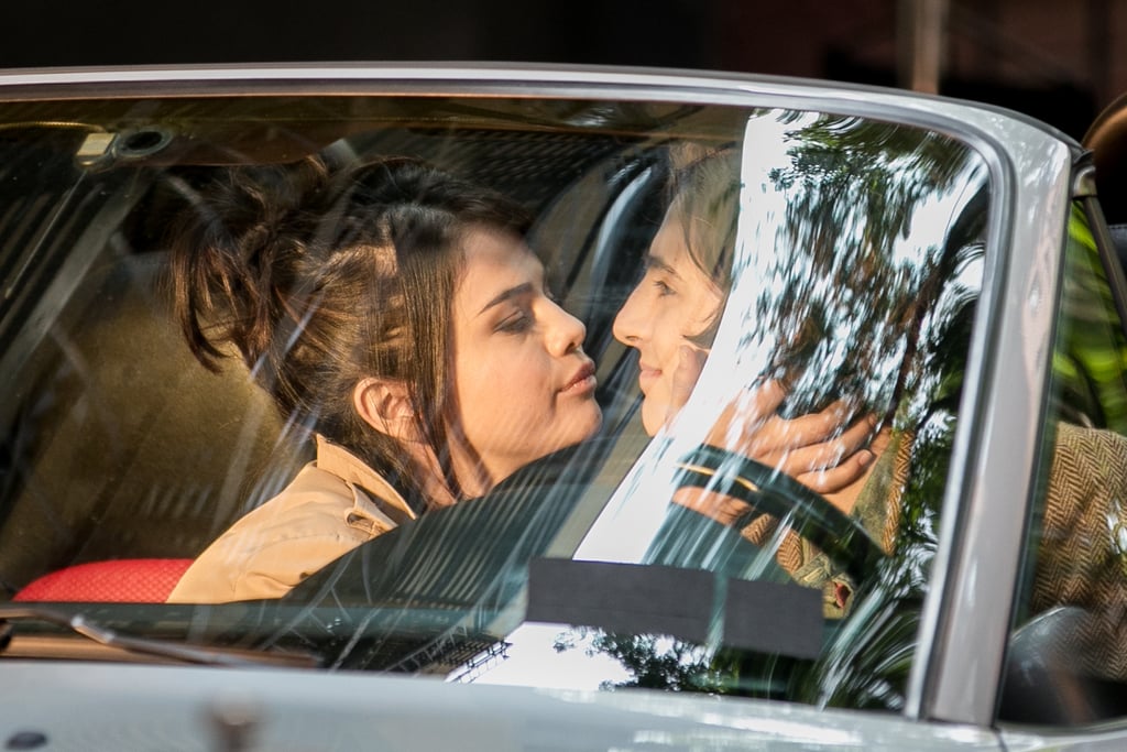 Selena Gomez Kissing Timothee Chalamet on Movie Set Pictures