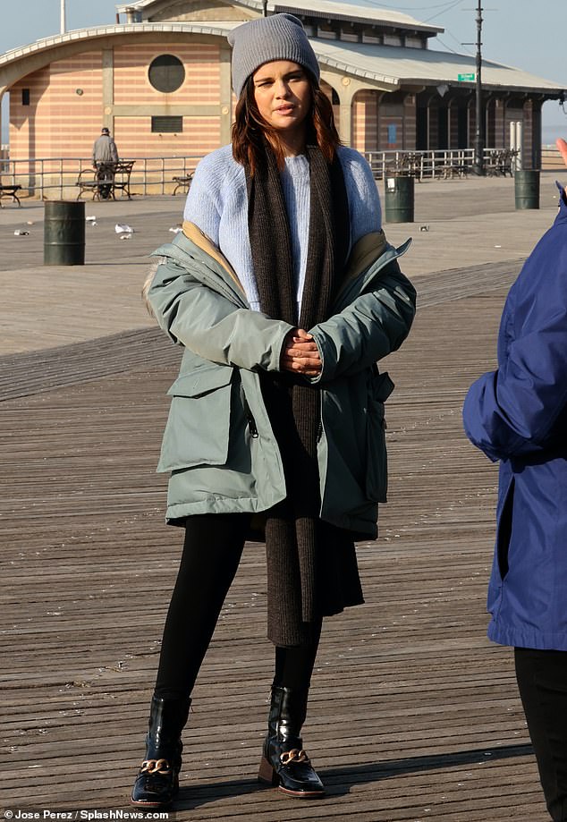 On set: Selena Gomez was spotted on the set of Only Murders in the Building at Coney Island in New York City