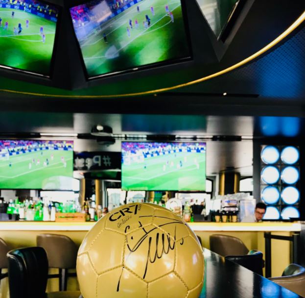 Sports fans won't miss a kick at the sports bar inside the Pestana CR7 Lisboa