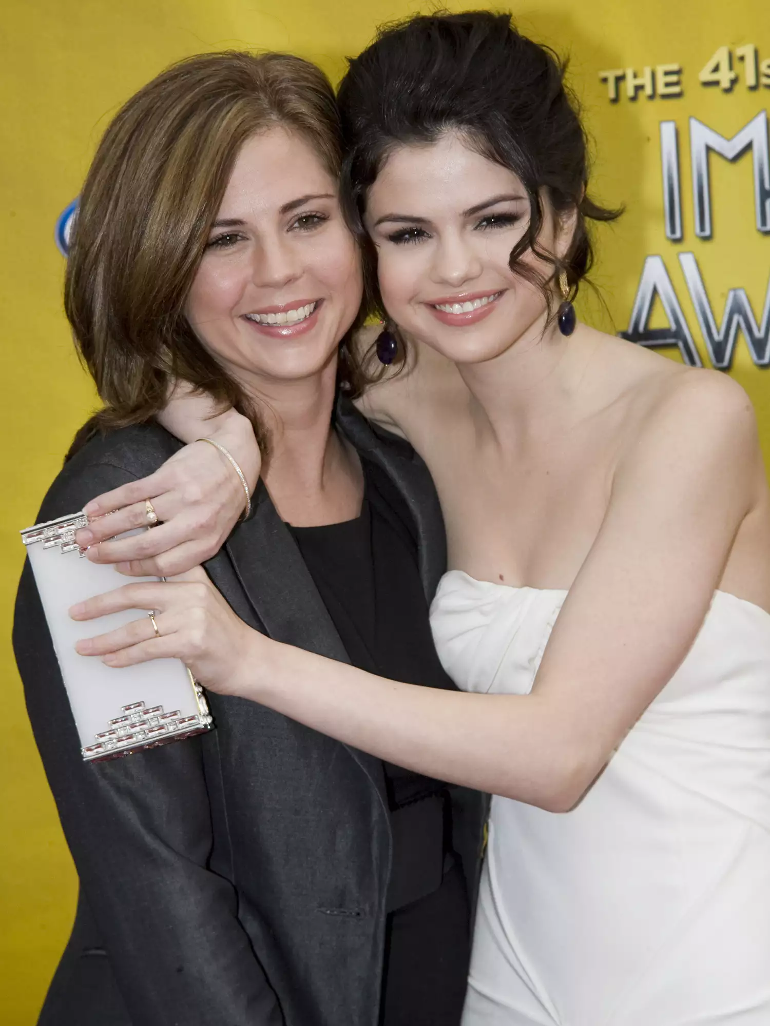 Selena Gomez and mother (left) arrives at The Shrine Auditorium on February 26, 2010