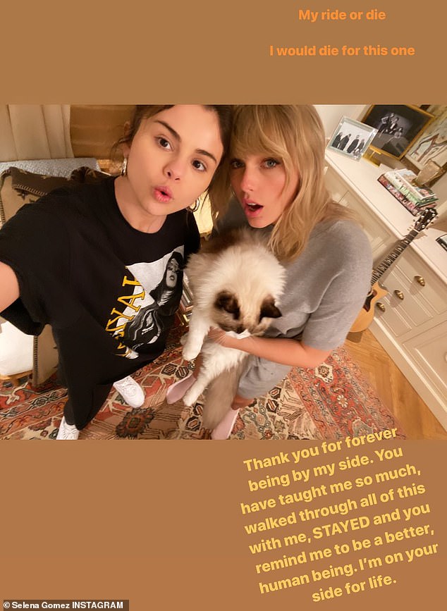 Ride or die: Gomez responded with a selfie of the two of them, calling Swift her 'ride or die': 'I would die for this one'
