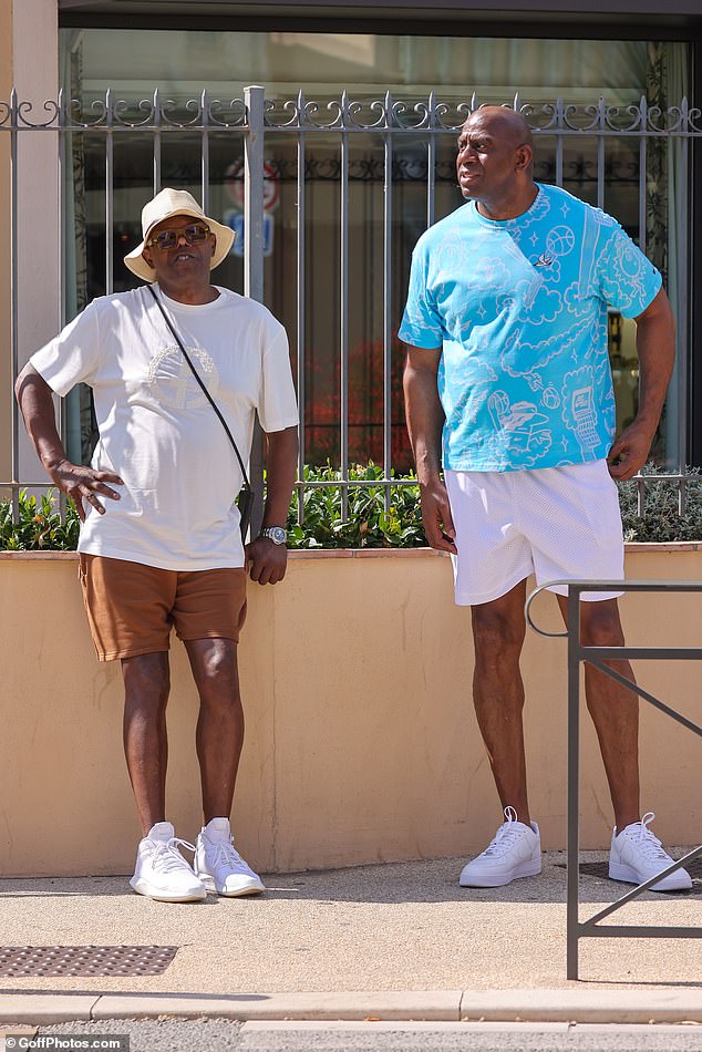 Samuel L Jackson enjoys an ice cream with pal Magic Johnson in Saint-Tropez  | Daily Mail Online