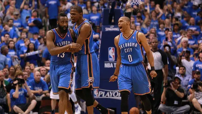 oklahoma city thunder russell westbrook james harden kevin durant