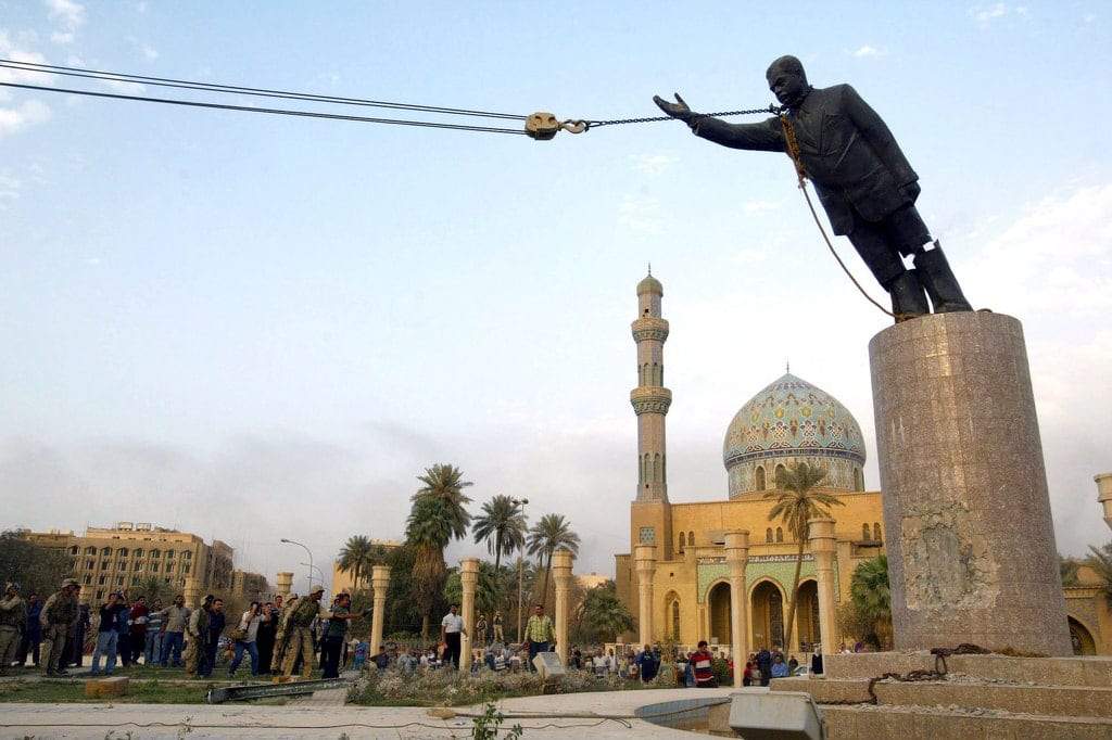 Toppling of statue of Saddam Hussein, Firdos Square, April 2003