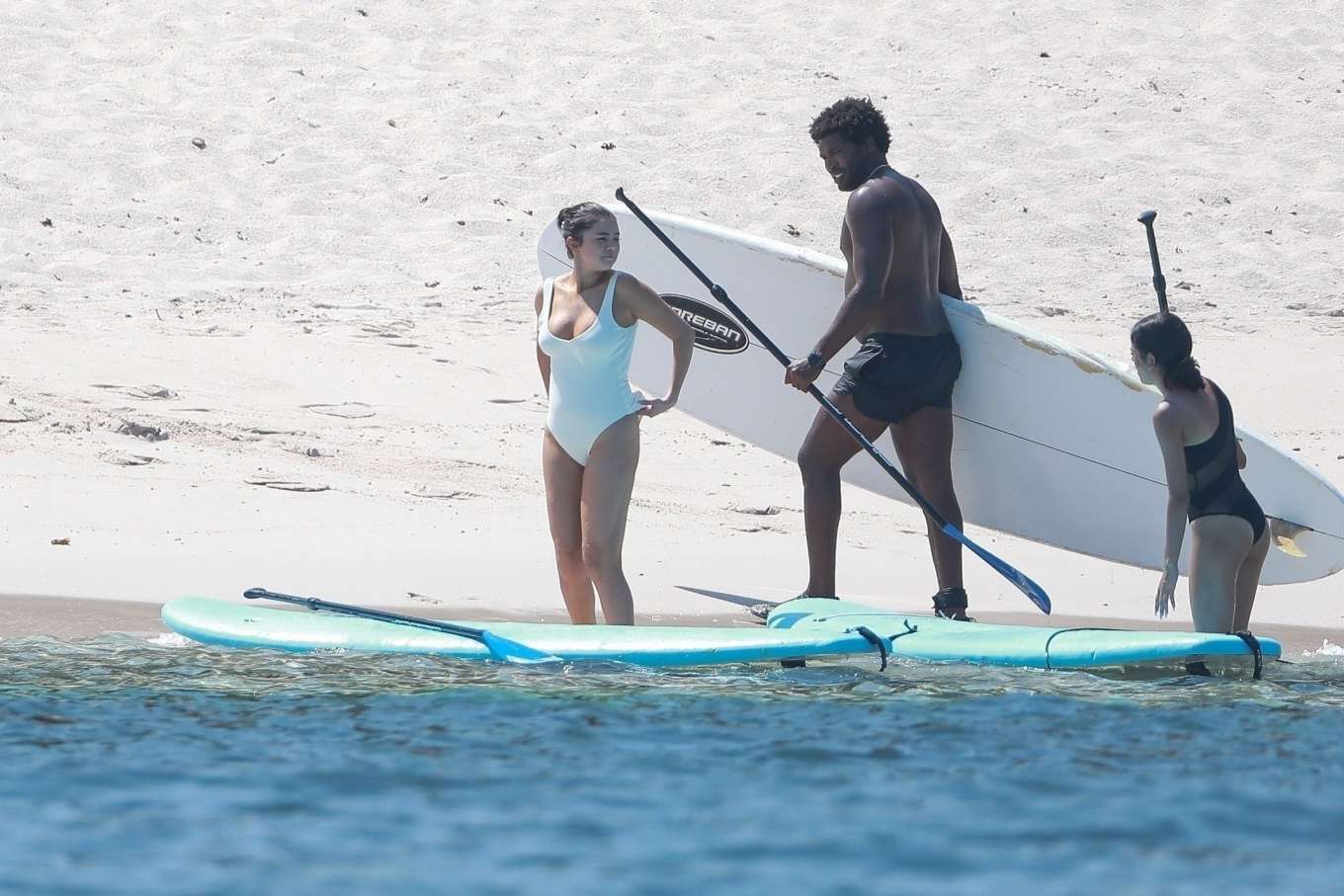 Selena Gomez 2019 : Selena Gomez in White Swimsuit Paddleboarding-17