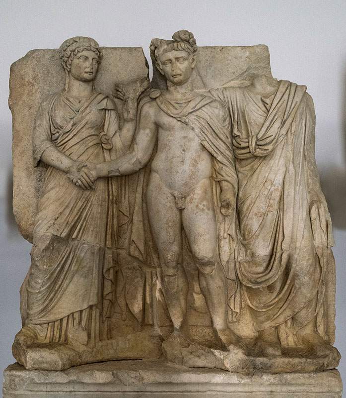 Claudius and his wife Agrippina from a wall relief in the Sebasteion, source: Cambridge, image via Egisto Sani