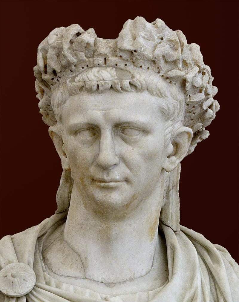 Portrait of the Emperor Claudius in corona quercea, detail, 25—49 CE.