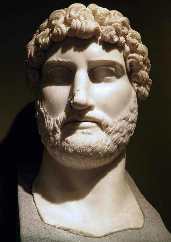 Head of a colossal marble statue of Hadrian, found at the Sagalassos Roman Baths complex in 2007, now exhibited at the Burdur Museum.