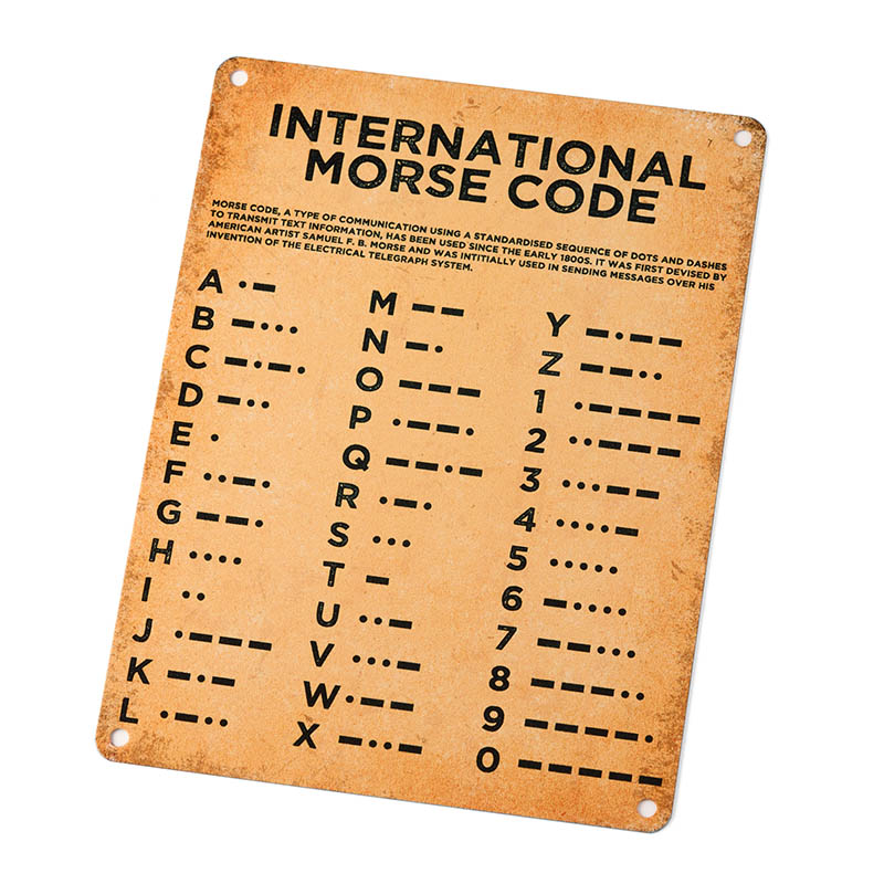 International Morse code metal wall sign