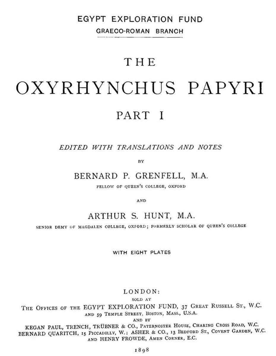 oxyrhynchus papyri publication