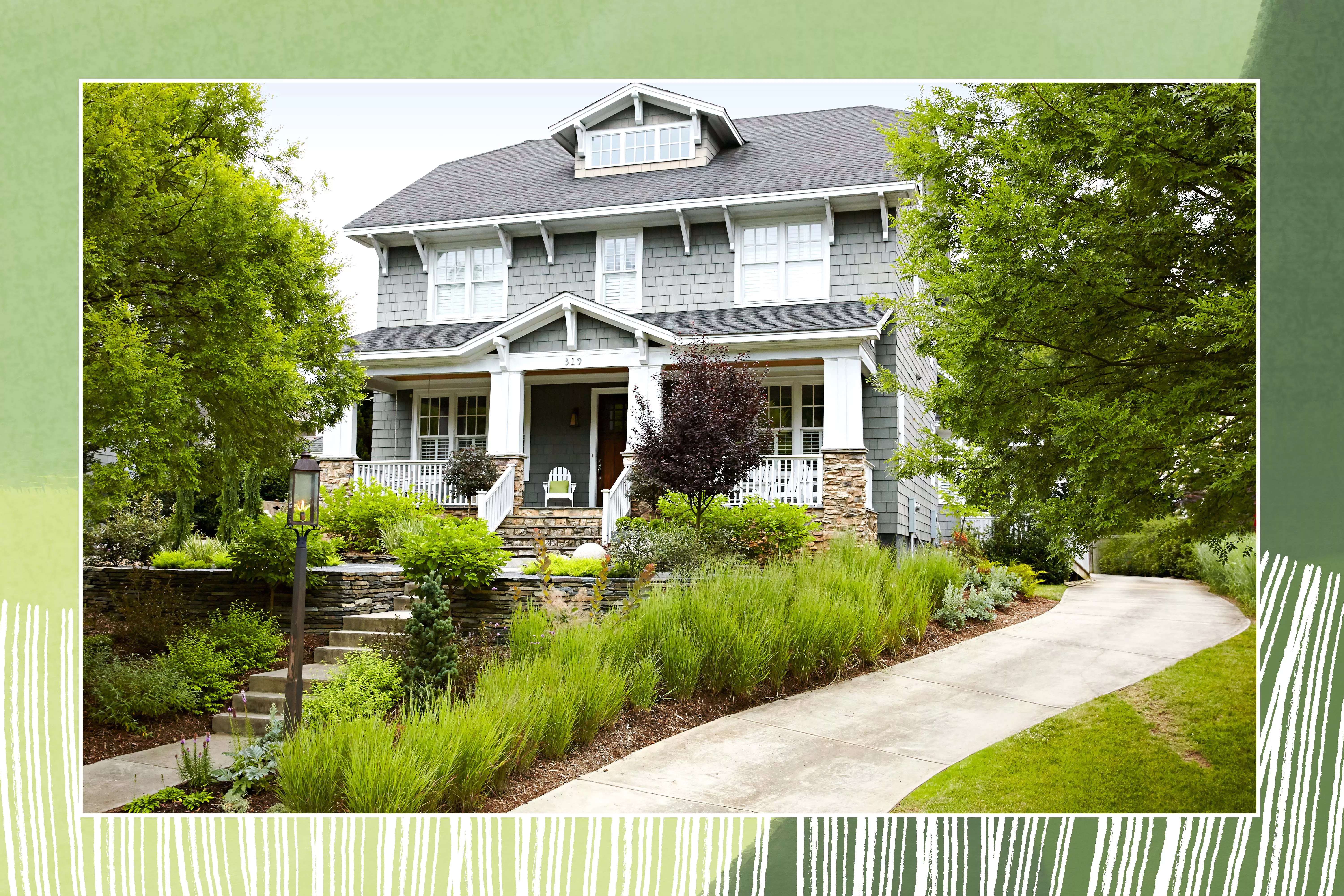 home with landscaped front yard