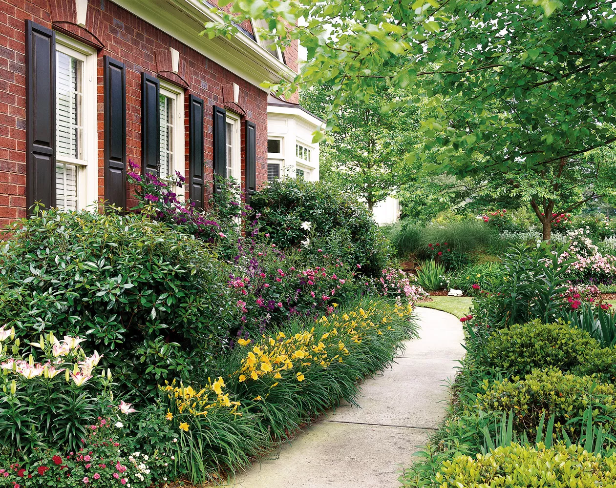 garden path along home exterior