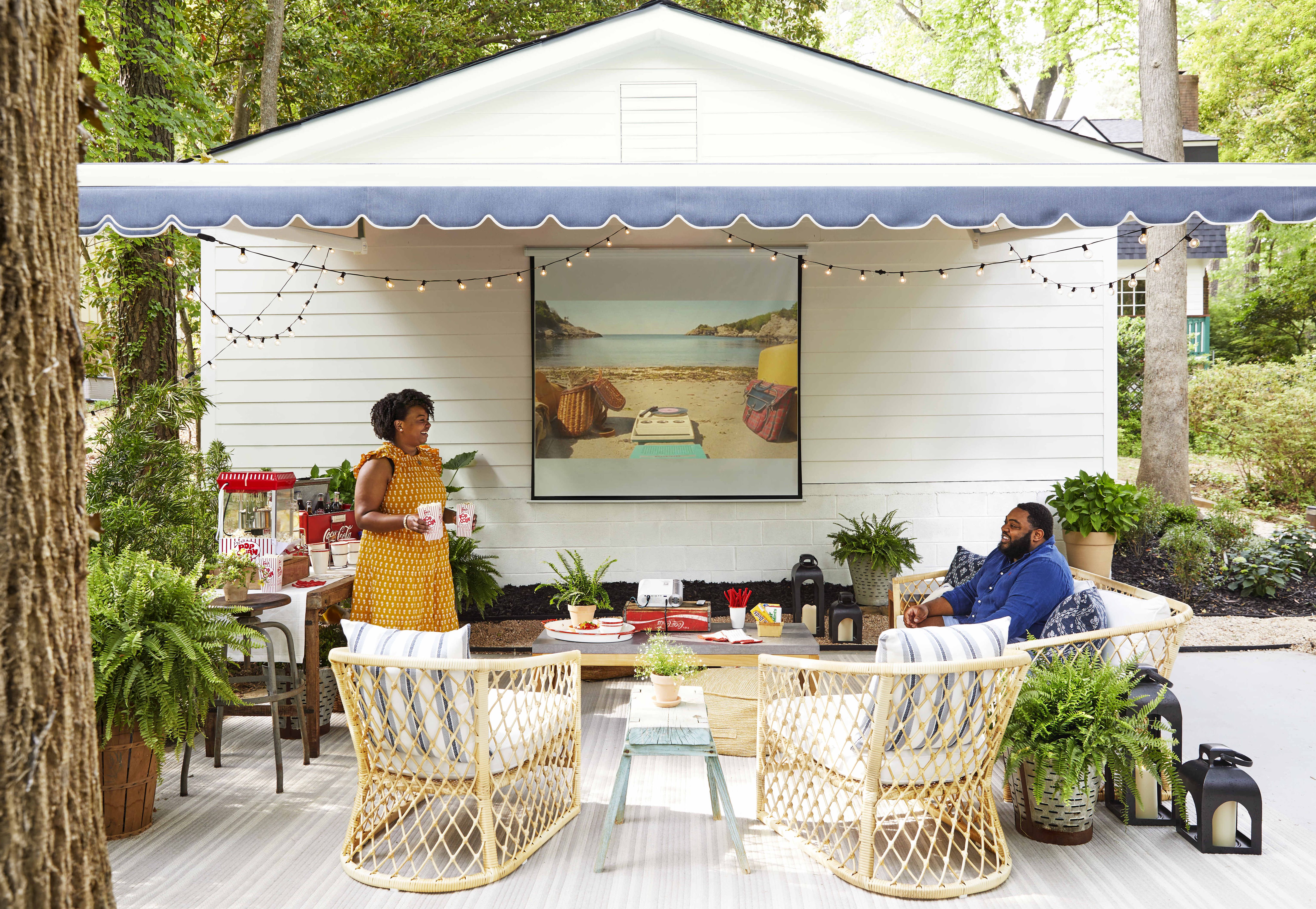 victoria and marcus ford in outdoor movie area