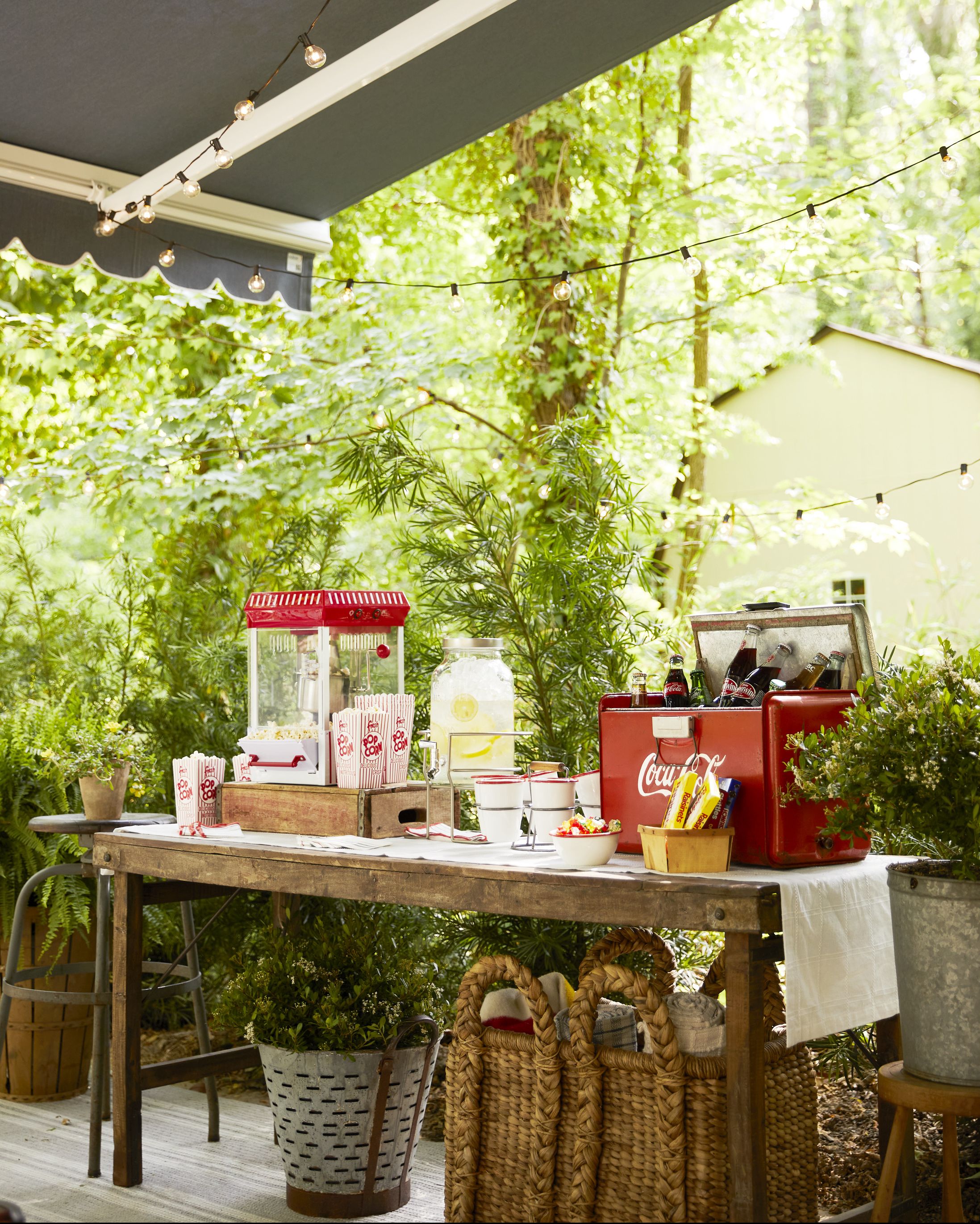 outdoor movie snack station