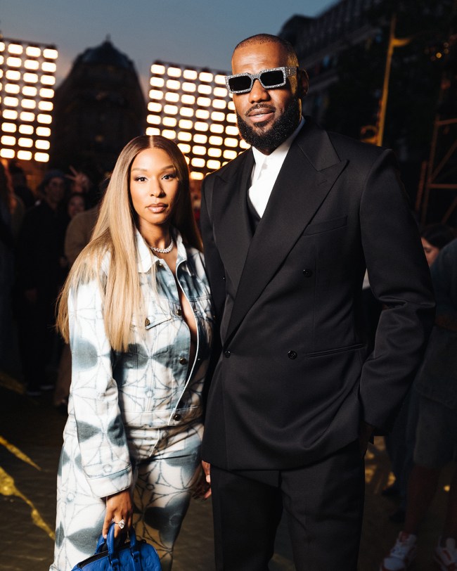 PARIS, FRANCE - JUNE 20:(L-R) Savannah James and LeBron James attend the the Louis Vuitton Menswear Spring/Summer 2024 show as part of Paris Fashion Week  on June 20, 2023 in Paris, France. (Photo by Pierre Mouton/Getty Images for Louis Vuitton)