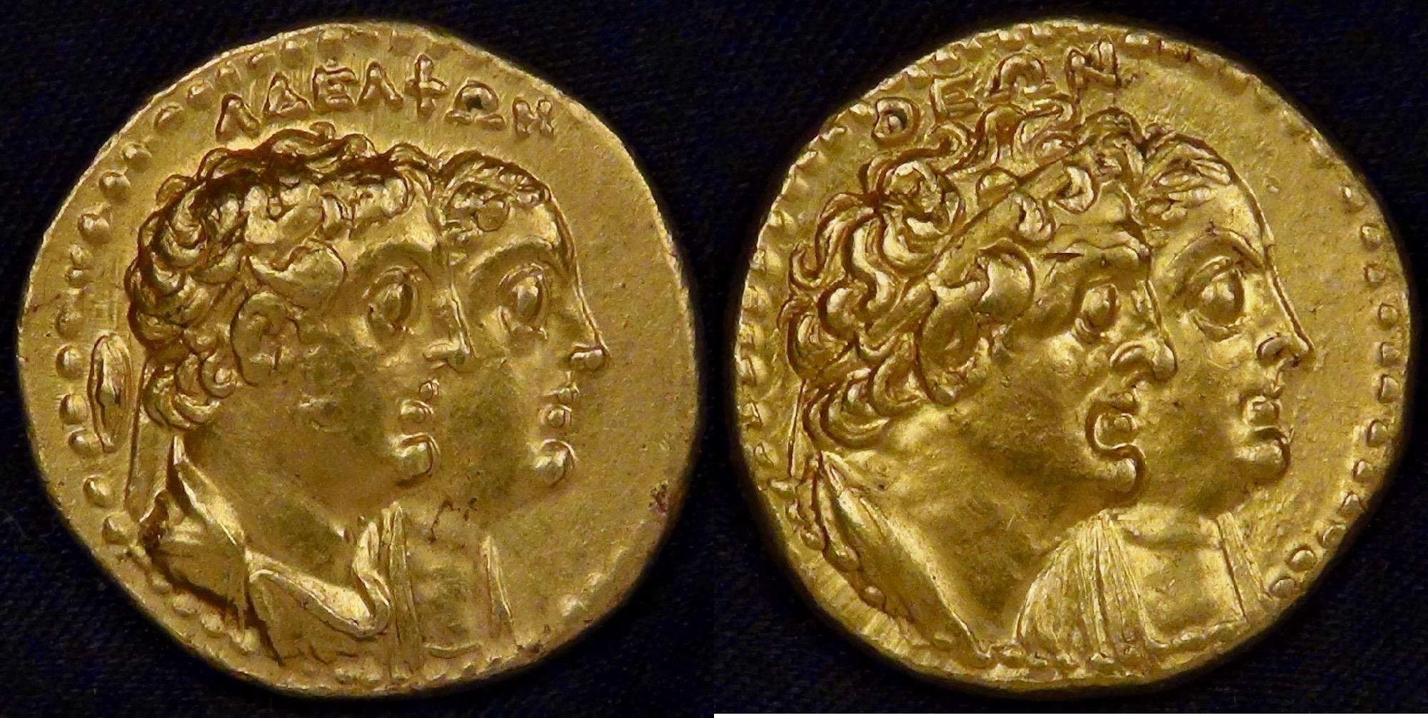 PTOLEMAIC KINGDOM - Alexandria, Egypt, Ptolemy II Philadelphus (285-246 BC), Gold Tetradrachm, graded about Extremely Fine by ACCS