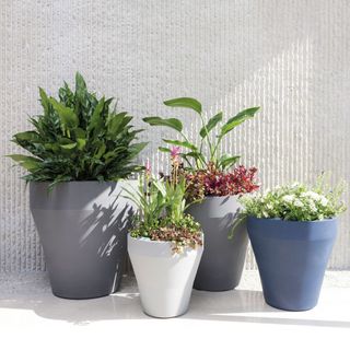 TruDrop Rim Self-Watering Modern Round Planter